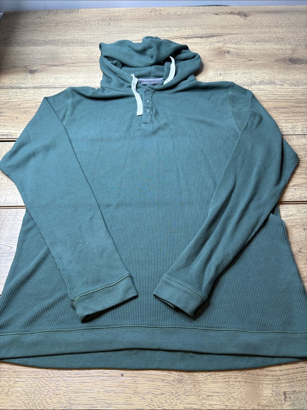 Men's Free Fly Bamboo Hooded Waffle-Knit Long Sleeve Shirt in Juniper Size XL